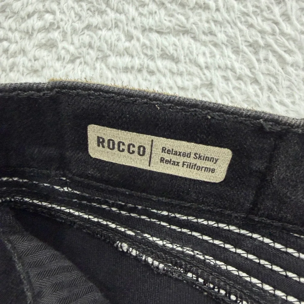 True Religion Rocco Relaxed Skinny Moto Biker Jeans Black Mens Size 44 USA Made‎